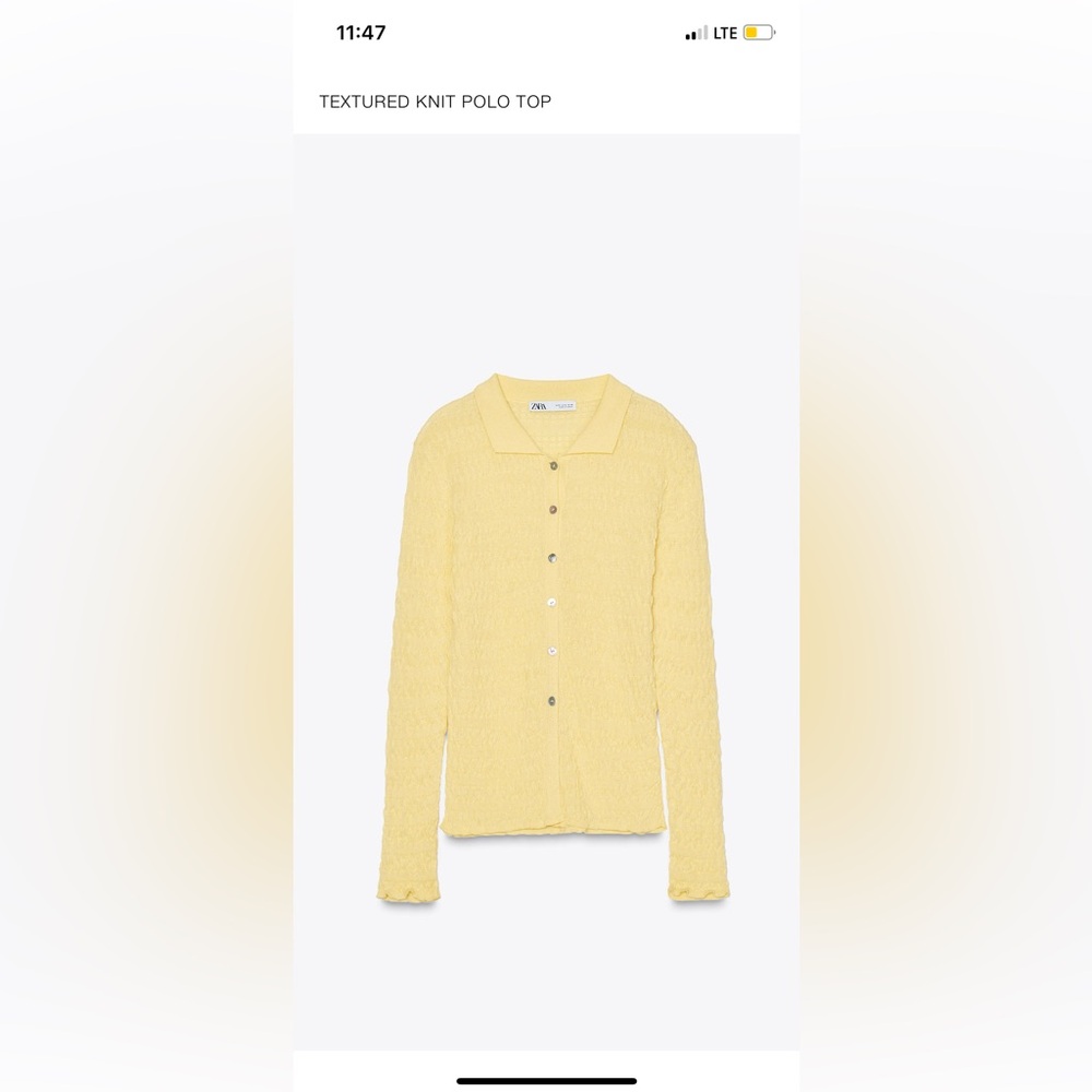 Zara Lemon Button-Up Sweater